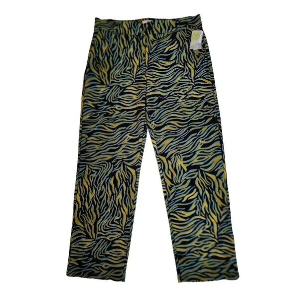 Be Proud Women's Multicolor Animal Print Flat Front Straight Leg Pants Large NWT - Picture 2 of 12